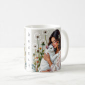 Woman and White Cat and Dandelions Koffiemok (Voorkant rechts)