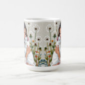 Woman and White Cat and Dandelions  Koffiemok (Center)