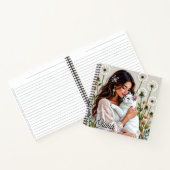 Woman and White Cat and Dandelions  Notitieboek (Binnen)