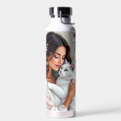 Woman and White Cat and Dandelions Waterfles (Links)