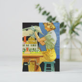  Woman Architect Miniature House Blueprints Briefkaart (Staand voorkant)
