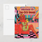 Woman at the Sin City Diner Comic Book Style Briefkaart (Voorkant / Achterkant)