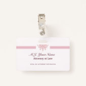 Woman Attorney luxe strepen, roze Justice logo Badge (Achterkant met clip)