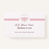Woman Attorney luxe strepen, roze Justice logo Badge (Achterkant)