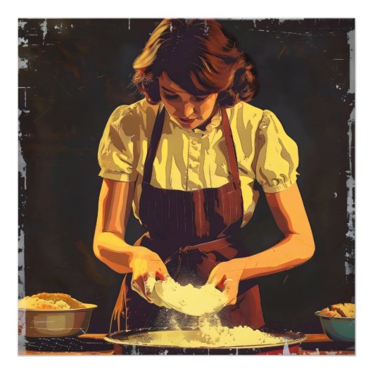 Woman Bake Foto Afdruk (Voorkant)