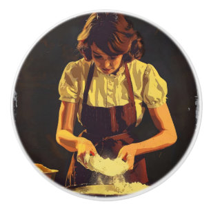 Woman Bake  Keramische Knop