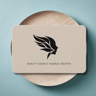 Woman Beauty Logo, Modern, Salon, Lichtbruin Visitekaartje