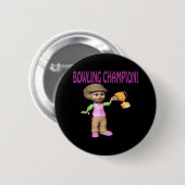 Woman Bowling Champion Ronde Button 5,7 Cm (Voorkant /achterkant)
