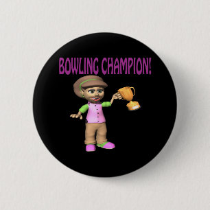 Woman Bowling Champion Ronde Button 5,7 Cm