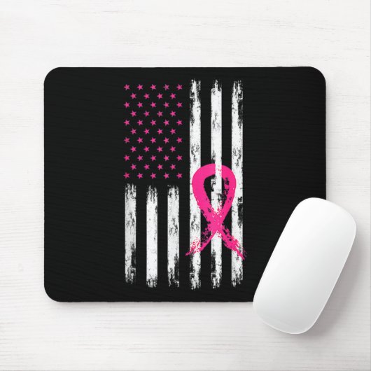 Woman Breast Cancer Awareness  American Fla Muismat (Met muis)