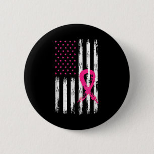 Woman Breast Cancer Awareness American Fla Ronde Button 5,7 Cm