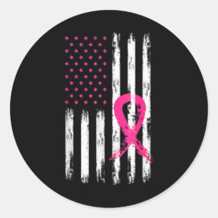 Woman Breast Cancer Awareness  American Fla Ronde Sticker