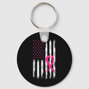 Woman Breast Cancer Awareness American Fla Sleutelhanger