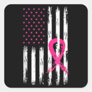 Woman Breast Cancer Awareness  American Fla Vierkante Sticker