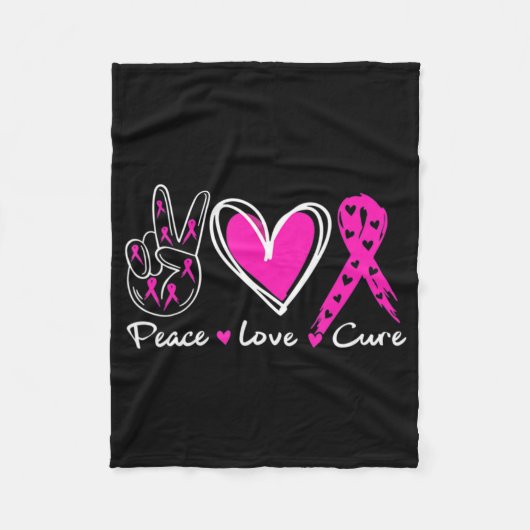 Woman Breast Cancer Awareness Costume Pink Peace L Fleece Deken (Voorkant)