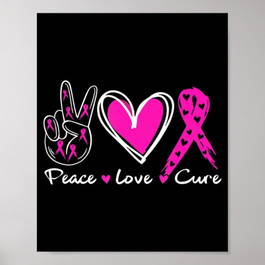 Woman Breast Cancer Awareness Costume Pink Peace L Poster (Voorkant)