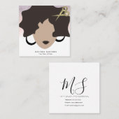 Woman Brown Hair Faux Gold Glitter Salon Beauty Vierkante Visitekaartje (Voorkant / Achterkant)