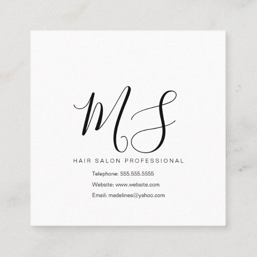 Woman Brown Hair Faux Gold Glitter Salon Beauty Vierkante Visitekaartje (Achterkant)