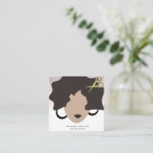 Woman Brown Hair Faux Gold Glitter Salon Beauty Vierkante Visitekaartje (Staand voorkant)