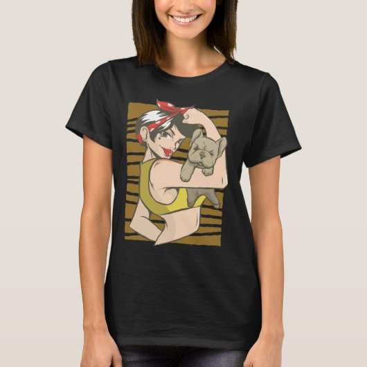 Woman Bulldog Pinup T-shirt (Voorkant)