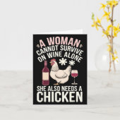 Woman Cannot Survive Wine Alone She Needs Chicken  Kaart (Gele Bloem)