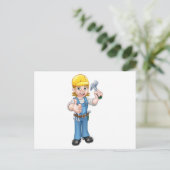 Woman Carpenter Holding Hammer Briefkaart (Staand voorkant)