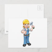 Woman Carpenter Holding Hammer Briefkaart (Voorkant / Achterkant)