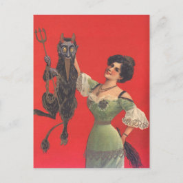 Woman Catching Krampus Briefkaart