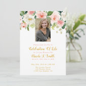 Woman Celebration Of Life Invitation, Foto Kaart (Staand voorkant)