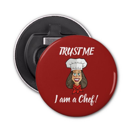 Woman Chef Button Flesopener (Voorkant)