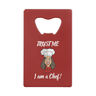 Woman Chef Creditkaart Flessenopener