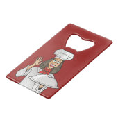 Woman Chef Creditkaart Flessenopener (Achterkant Gekanteld)