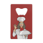 Woman Chef Creditkaart Flessenopener (Achterkant)
