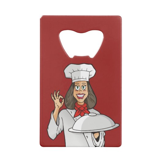 Woman Chef Creditkaart Flessenopener (Achterkant)