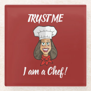 Woman Chef Glazen Onderzetter