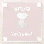 Woman Chef Glazen Onderzetter (Achterkant)