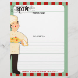 Woman chef pasta Italy food recept letterhead