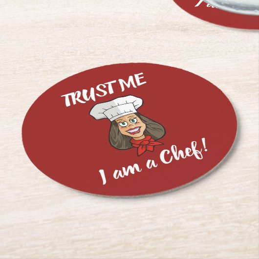 Woman Chef Ronde Kartonnen Onderzetter (Gebogen)