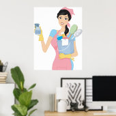 Woman Cleaning Poster (Thuiskantoor)