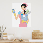 Woman Cleaning Poster (Keuken)