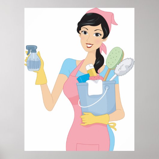 Woman Cleaning Poster (Voorkant)