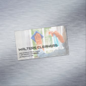 Woman Cleaning Window Magnetisch Visitekaartje (Voorbeeld)