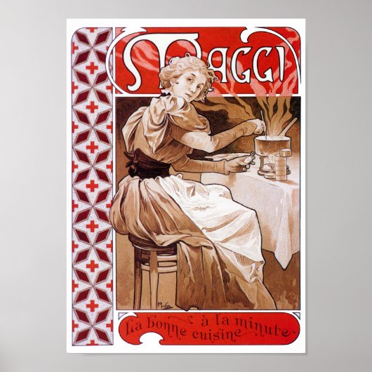 Woman Cooking, Alphonse Mucha Poster (Voorkant)