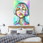 Woman Cubism Art Style Canvas Print (Insitu (Slaapkamer))