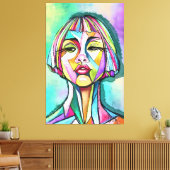 Woman Cubism Art Style Canvas Print (Insitu (Woonkamer))