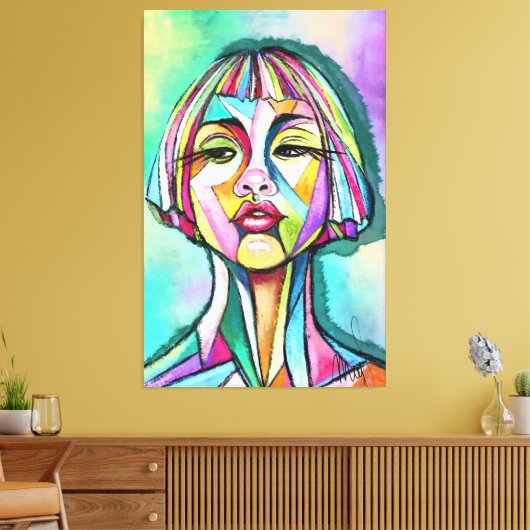 Woman Cubism Art Style Canvas Print (Insitu (Woonkamer))