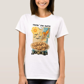 Woman diving into cookies collage baking sweets t-shirt