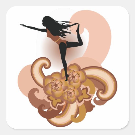 Woman Doing Yoga Vierkante Sticker (Voorkant)