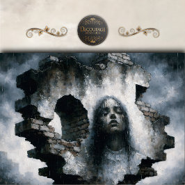 Woman Emerging from Brick Wall Decoupage Tissuepapier