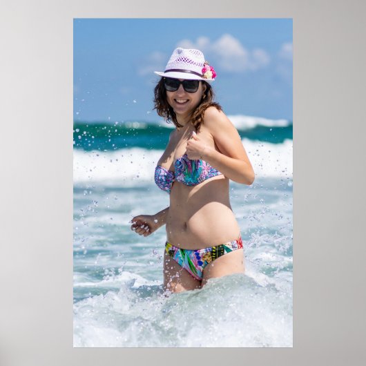 Woman Enjoying A Day At The Beach Poster (Voorkant)